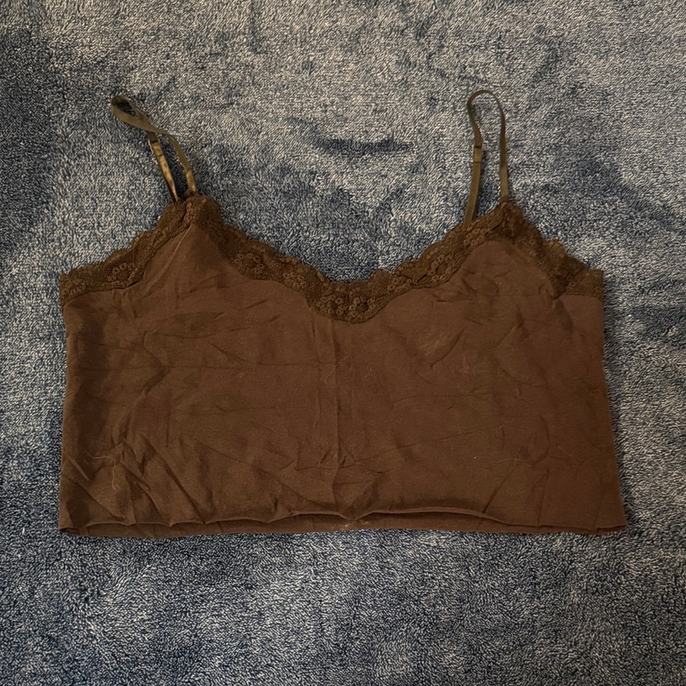 Brown Lace Trim Camisole